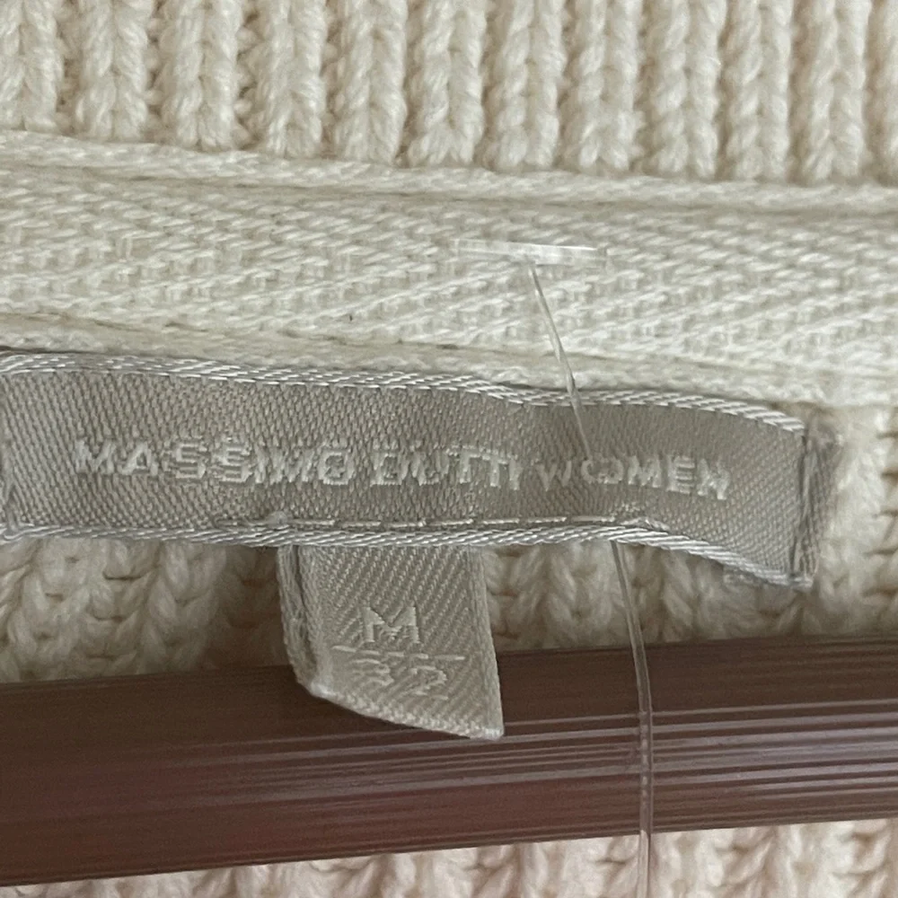 Massimo Dutta Women Ivory Open Front Beautiful Shawl Collar Thick Knit Cardigan